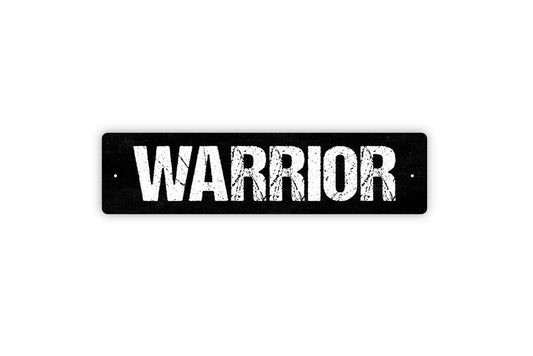 Warrior Sign - Prayer Warrior Man Of God War Room Pray Praise Corner Rustic Street Metal Sign or Door Name Plate Plaque