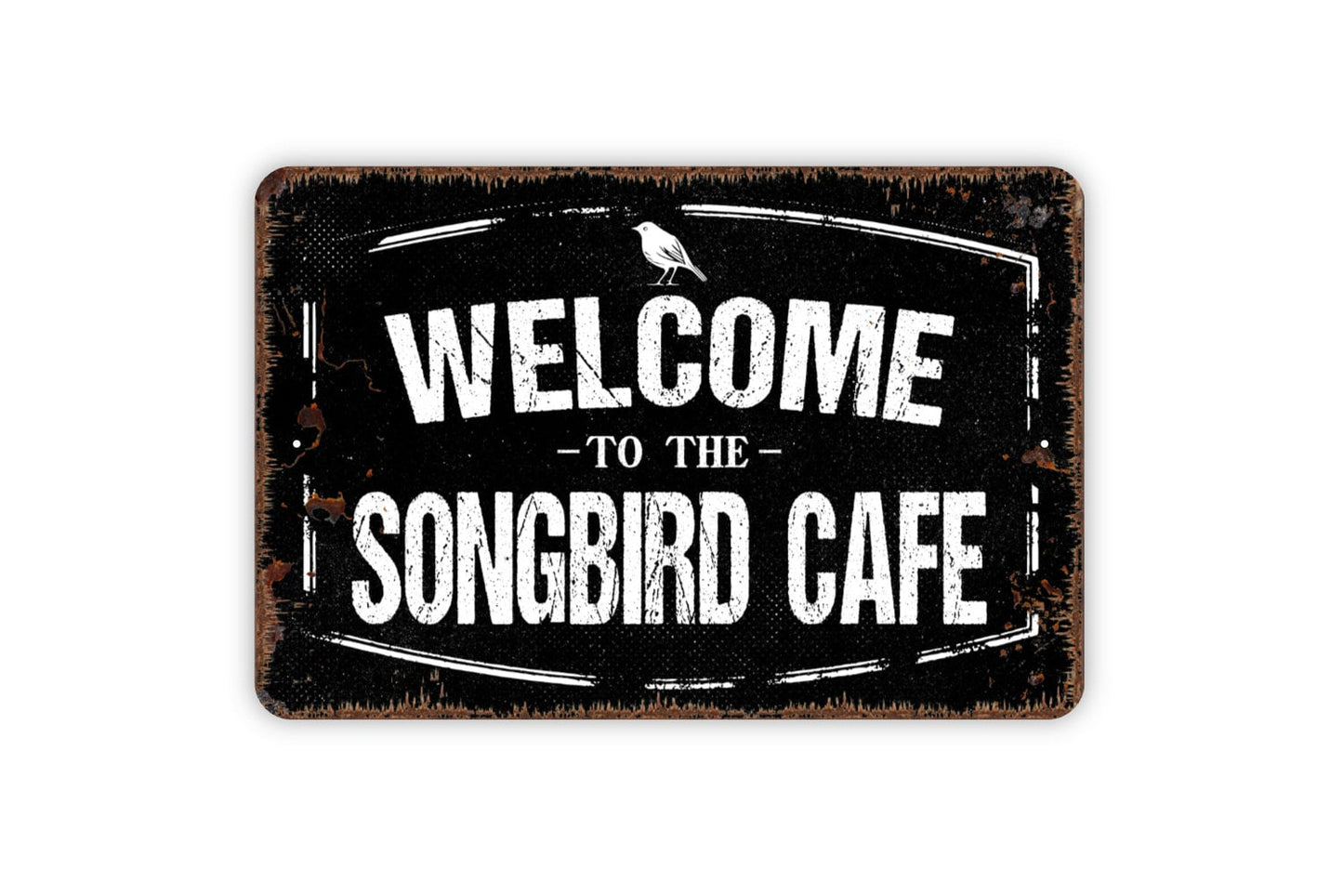 Welcome To Our Songbird Cafe Sign - Bird Watching Area Bird Feeders Metal Wall Art Indoor Or Outdoor