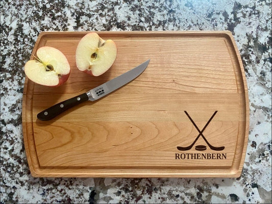 Hockey Cutting Board | Hockey Sticks Charcuterie Board | Custom Serving Tray | Personalized Housewarming Closing Gift | Team Sport Gift