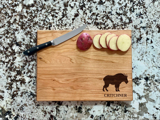 Mountain Goat Cutting Board | Wildlife Charcuterie Board | Custom Serving Tray | Personalized House Closing Gift | Wedding Anniv Gift