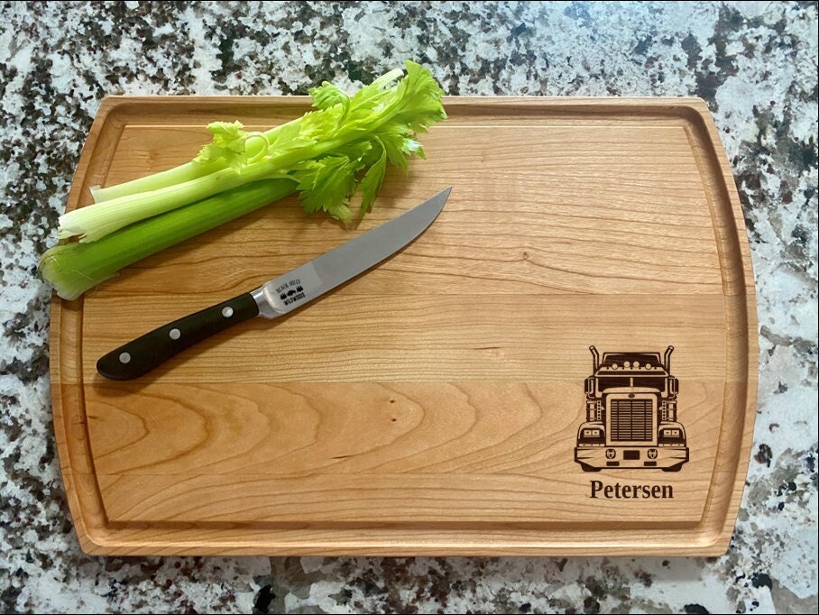 Semi Truck Cutting Board | Tractor Trailer Charcuterie Board | Custom Serving Tray | Personalized Driver Gift | Ove The Road Trucker Gift