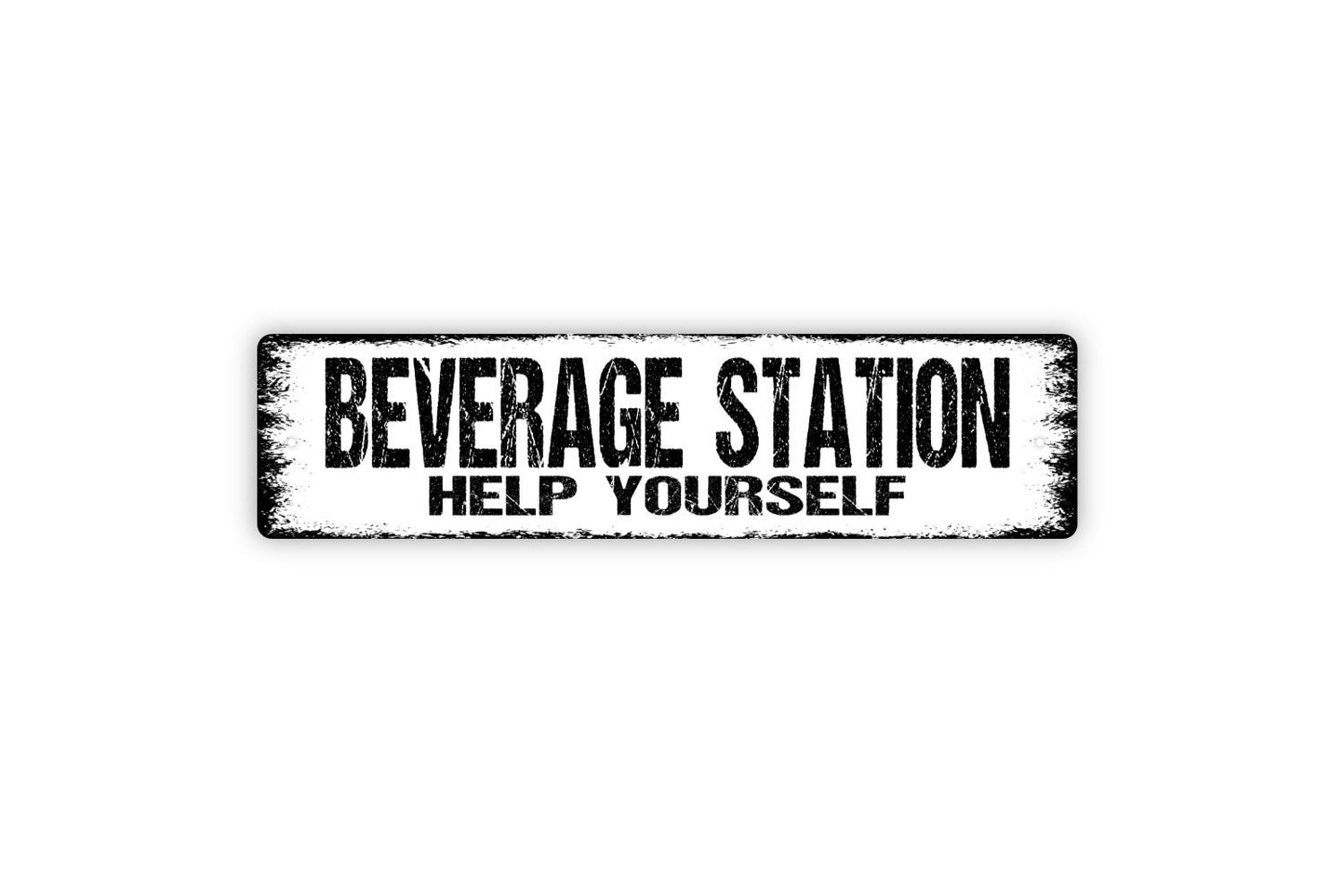 Beverage Station Help Yourself Sign - Drinks Hot Cold Soda Tea Coffee Beer Liquor Water Rustic Street Metal Sign or Door Name Plate Plaque