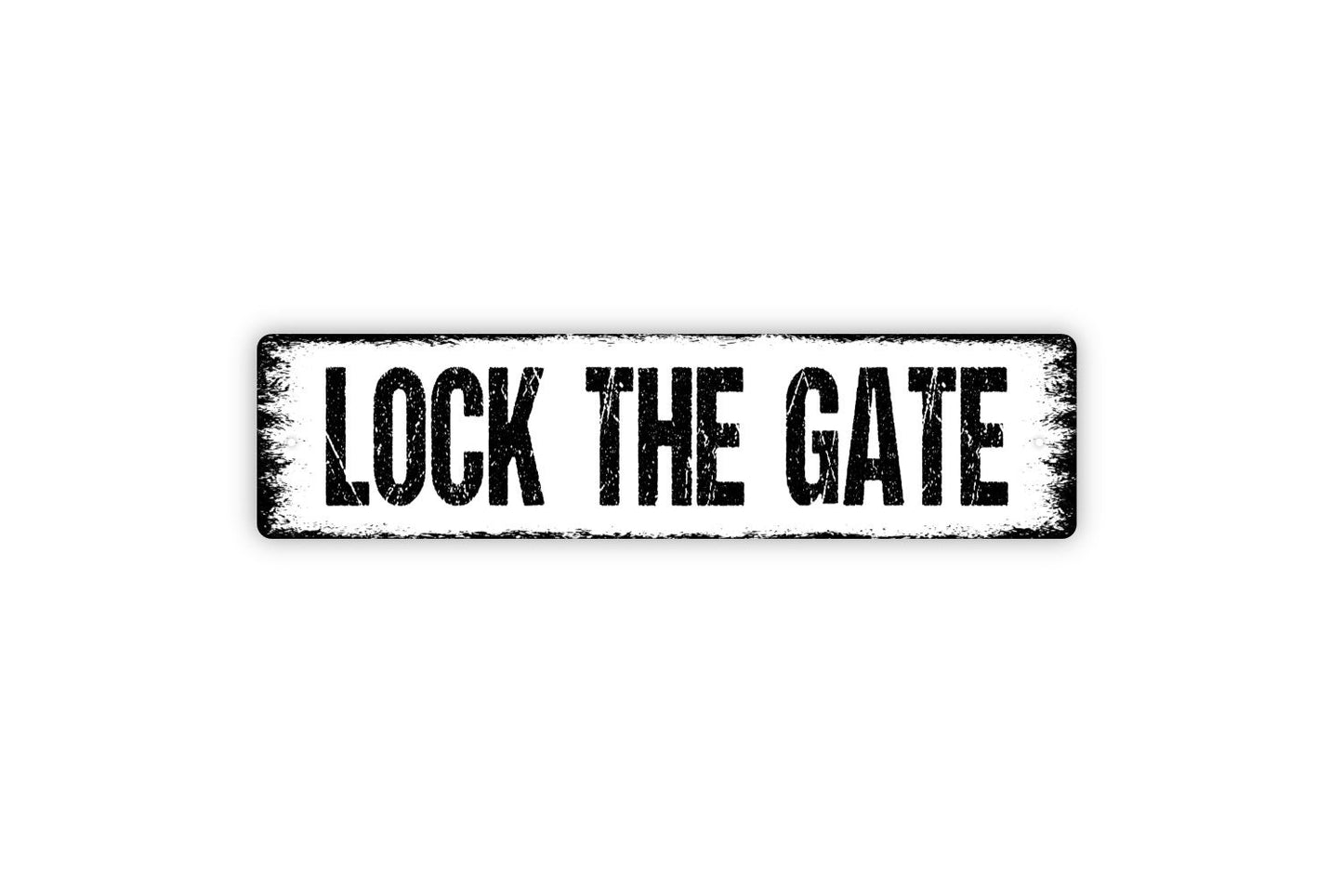 Lock The Gate Sign - Please Close Gate Keep Locked Rustic Street Metal Sign or Door Name Plate Plaque