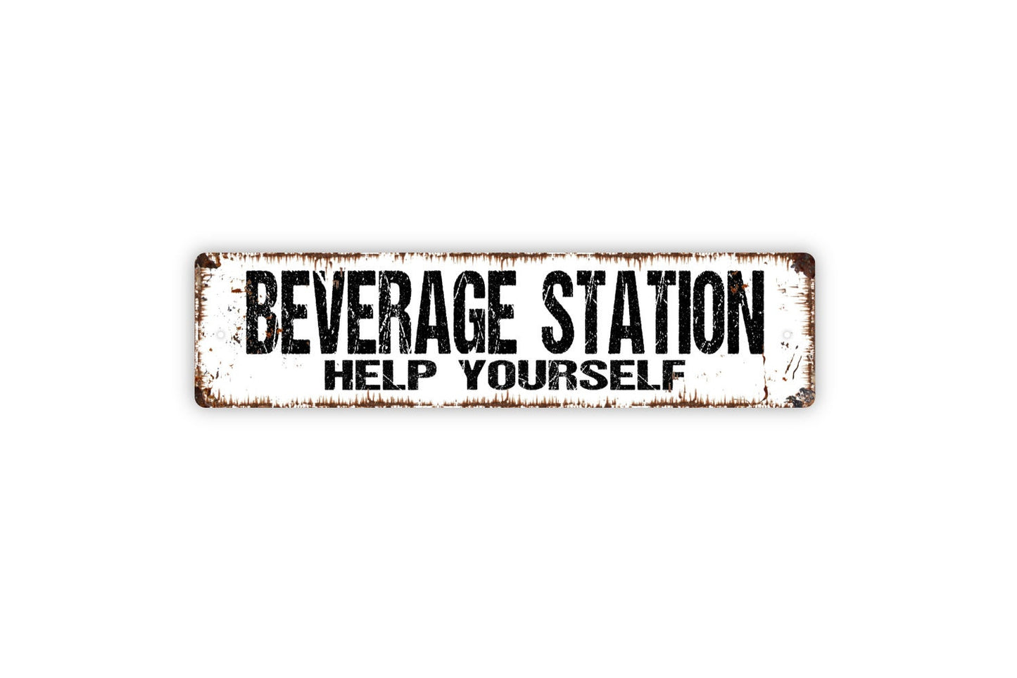 Beverage Station Help Yourself Sign - Drinks Hot Cold Soda Tea Coffee Beer Liquor Water Rustic Street Metal Sign or Door Name Plate Plaque