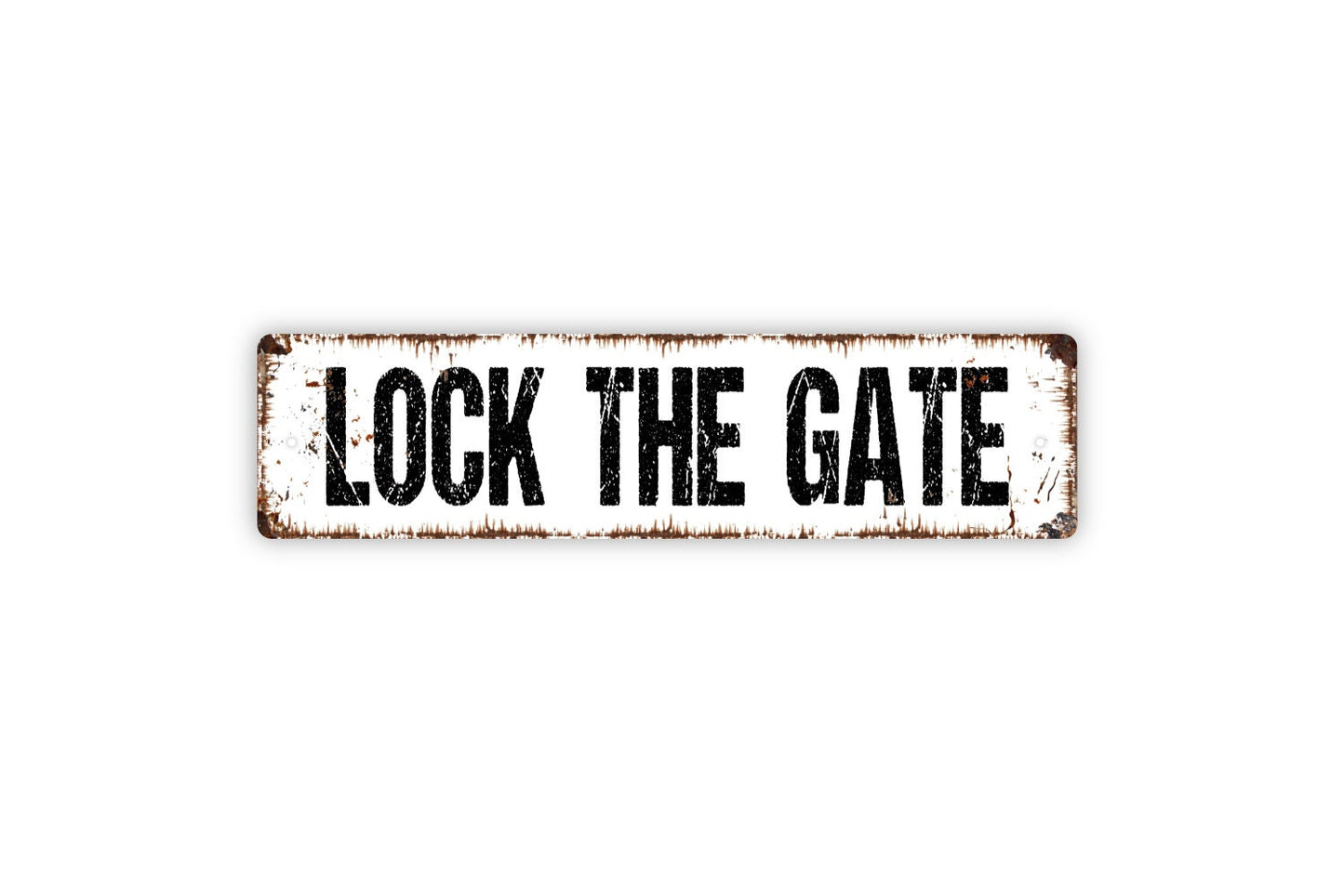Lock The Gate Sign - Please Close Gate Keep Locked Rustic Street Metal Sign or Door Name Plate Plaque