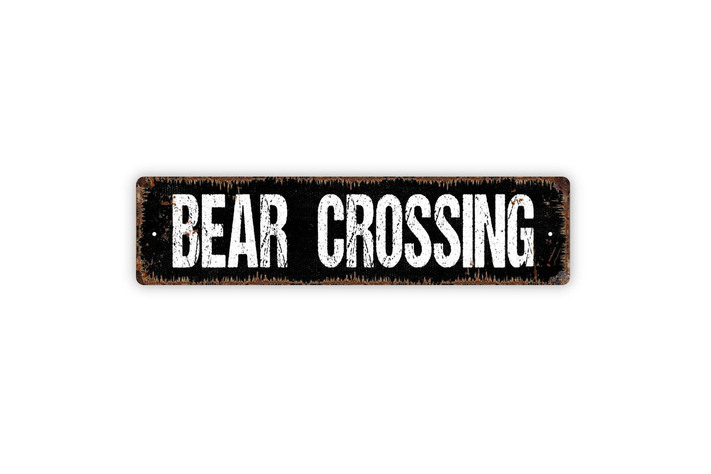 Bear Crossing Sign, Funny Woods Forest Animal Metal Sign, Farmhouse Style Decor, Rustic Street Sign or Door Name Plate Plaque