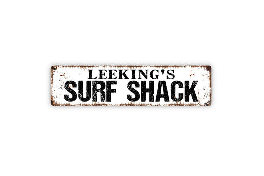 Personalized Surf Shack Sign, Custom Metal Sign, Rustic Street Sign or Door Name Plate Plaque