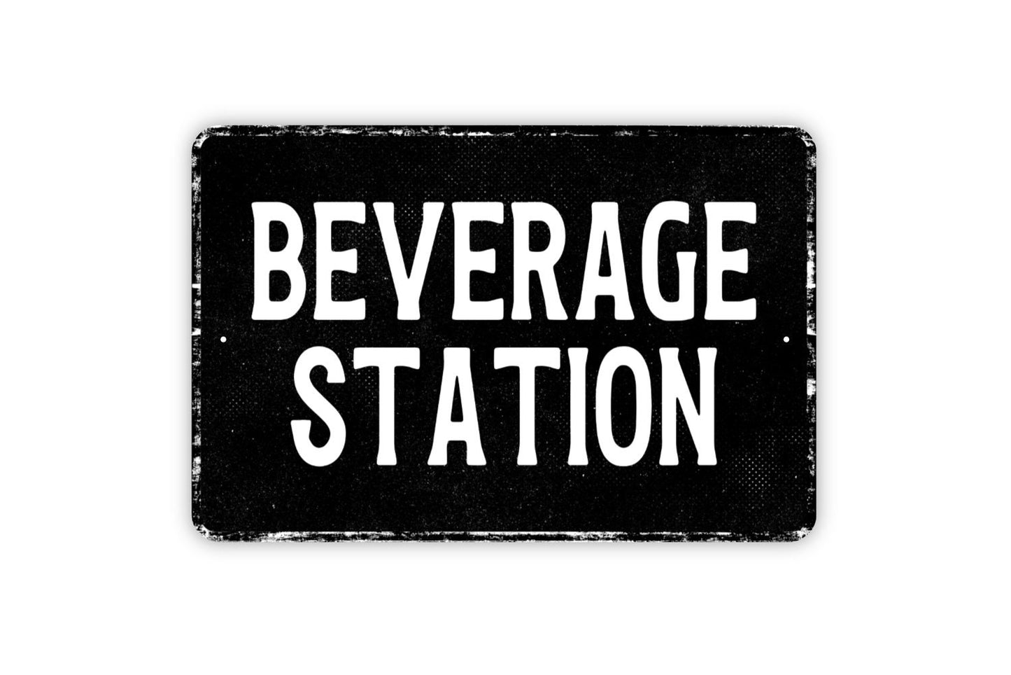 Beverage Station Sign - Metal Sign Wall Art - Distressed Vintage Style