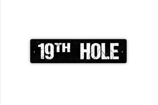 19th Hole Sign - Golfing Rustic Metal Street Sign or Door Name Plate Plaque