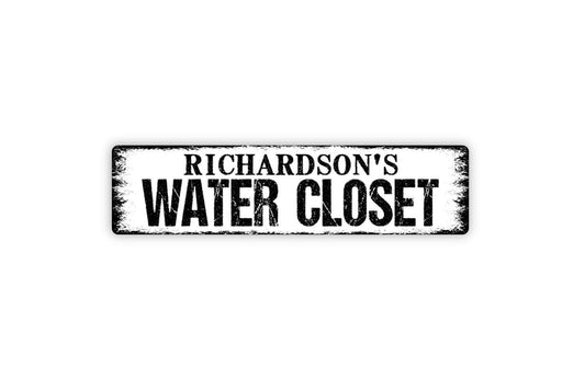 Personalized Water Closet Sign | Custom Bathroom Door Sign Metal or Vinyl Sticker | Rustic Farmhouse Bath Decor | Guest Restroom Sticker