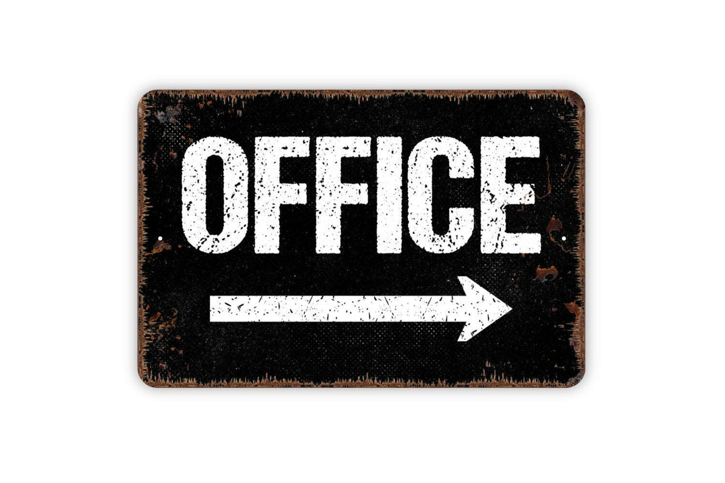 Office Sign with Right or Left Arrow Sign - Metal Indoor or Outdoor Wall Art