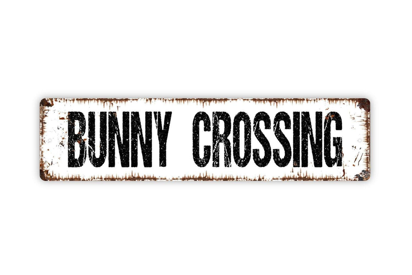 Bunny Crossing Sign - Rabbit Metal Vinyl Sticker Or  Street Sign or Door Name Plate Plaque