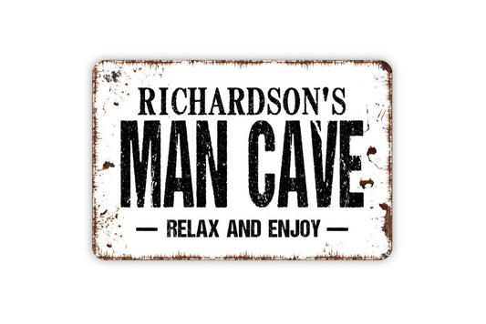 Personalized Man Cave Sign - Relax and Enjoy Sign - Custom Indoor or Outdoor Metal Wall Art