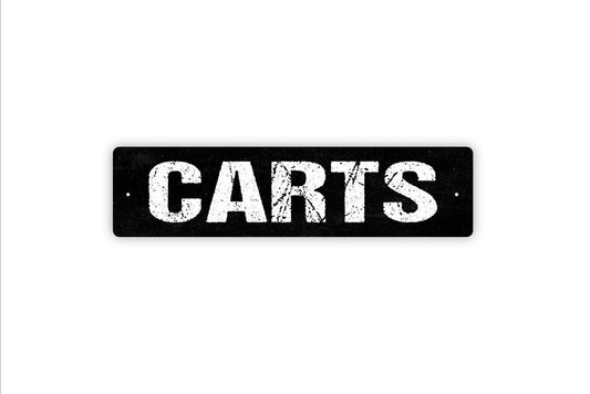 Carts Sign - Parking Only Storage Garage Golf Club Shopping Cart Vinyl Sticker Or  Metal Street Sign or Door Name Plate Plaque