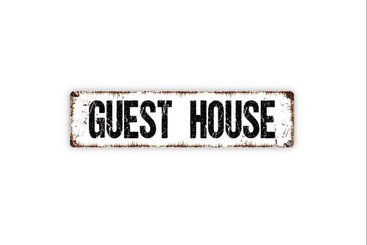 Guest House Sign - Bed And Breakfast Vacation Rental Welcome To Our Home Vinyl Sticker Or  Street Metal Sign or Door Name Plate Plaque