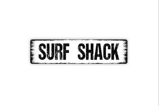 Surf Shack Sign - Beach Waves Surfing Ocean Vinyl Sticker Or  Street Metal Sign or Door Name Plate Plaque