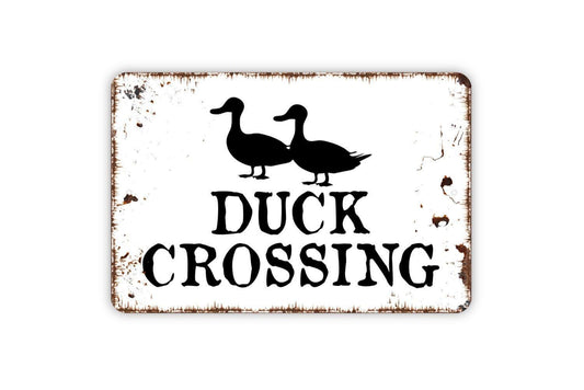 Duck Crossing Sign - Waterfowl Quack Birds Metal Sign Modern Wall Art Indoor Or Outdoor