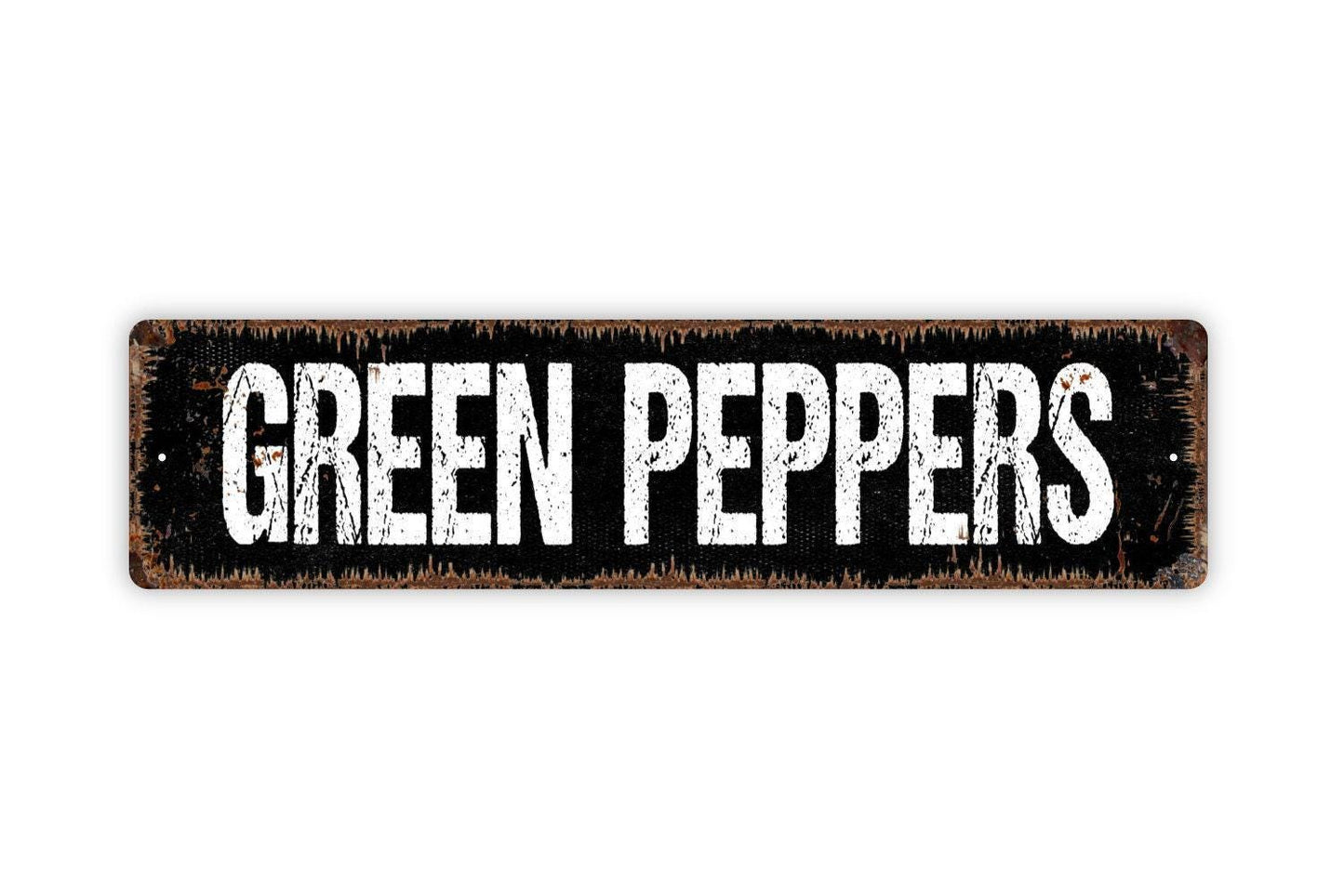 Green Peppers Sign - Vegetables Garden Marker Produce Farmers Market Vinyl Sticker Or  Street Metal Sign or Door Name Plate Plaque