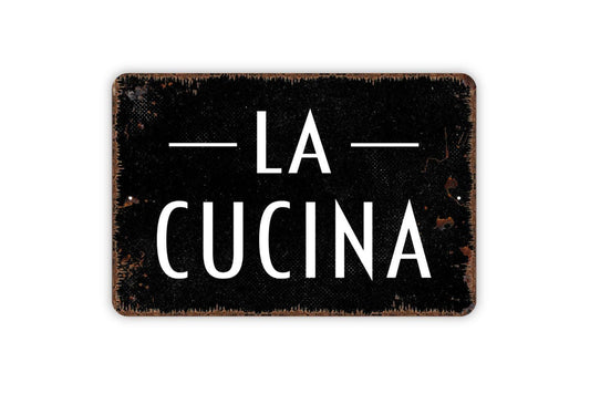 La Cucina Sign, Metal Sign, Farmhouse Contemporary Modern Wall Metal Sign