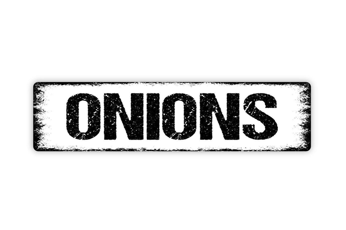Onions Sign Metal or Vinyl Sticker | Farm Fresh Produce Sign | Rustic Kitchen Decor | Farmers Market Sticker | Country Farmhouse Wall Art