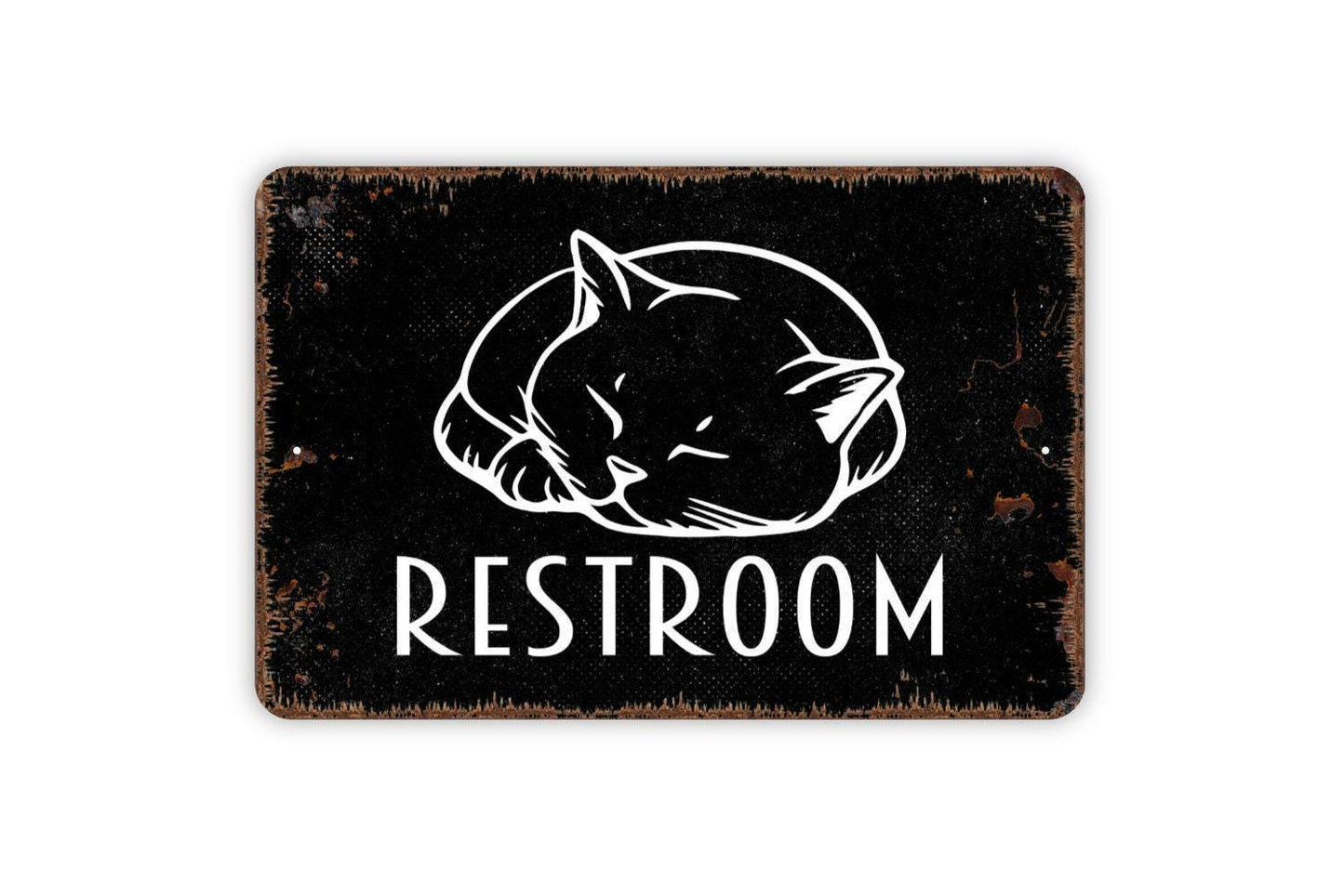 The Cat Restroom Sign - The Cat House Litter Box Funny Bathroom Metal Indoor or Outdoor Wall Art