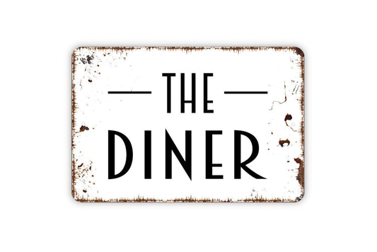The Diner Sign | Vintage Retro Kitchen Restaurant Wall Decor | Metal Sign or Vinyl Sticker for Cafe Lunchroom Home Bar