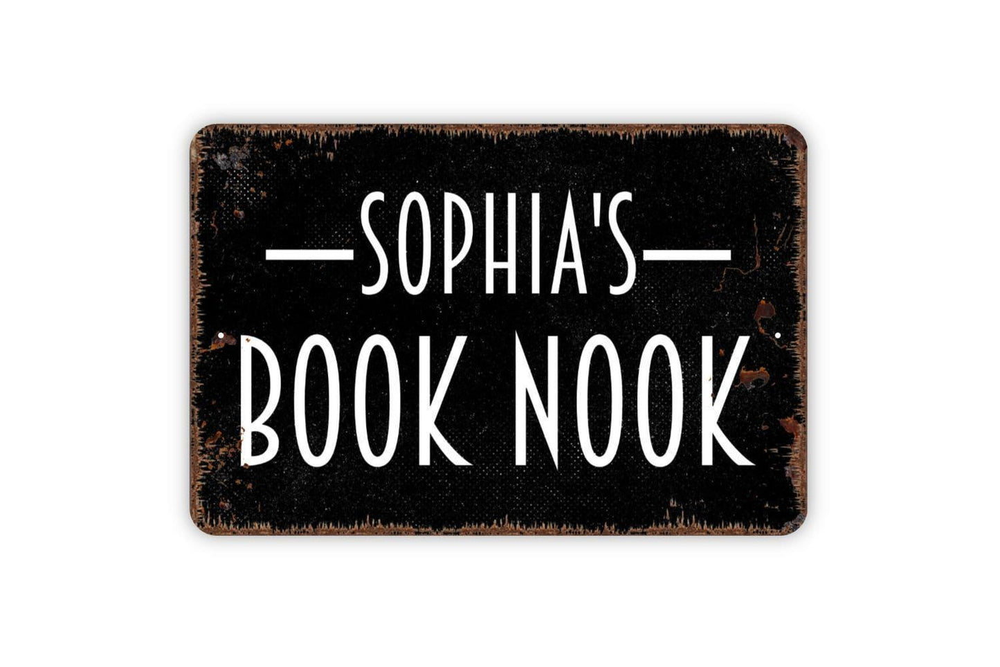 Personalized Book Nook Sign - Custom Reading Library Corner Metal Wall Art - Indoor or Outdoor