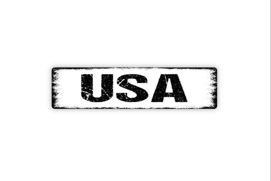 USA Sign | Patriotic American Flag Wall Decor | Metal Sign or Vinyl Sticker for 4th of July Porch Garage Man Cave Home