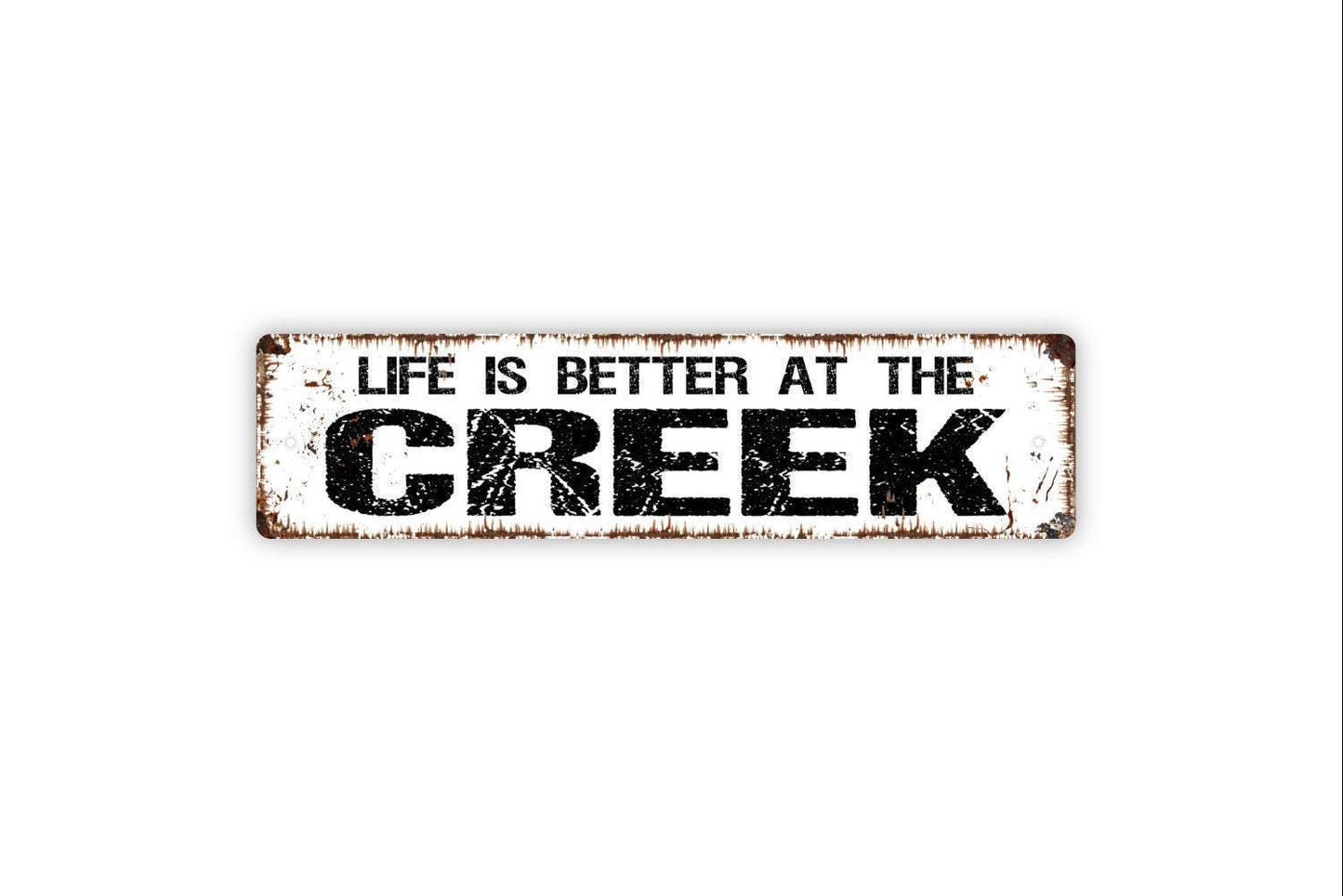 Life Is Better At The Creek Metal Sign, Modern Wall Art Metal Or Canvas Farmhouse Style Living Room Decor, Rustic Street Sign Plaque