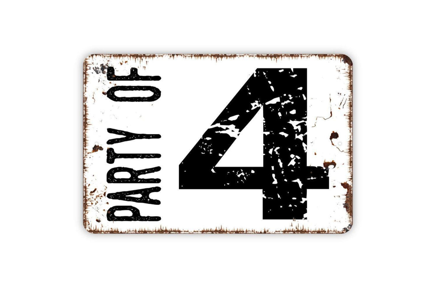 Personalized Party Of Sign | Custom Family Number Sign | Rustic Farmhouse Wall Decor | Metal Sign or Vinyl Sticker | Entryway Home Sign