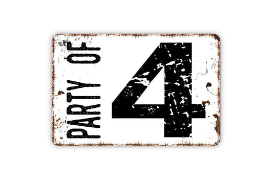 Personalized Party Of Sign | Custom Family Number Sign | Rustic Farmhouse Wall Decor | Metal Sign or Vinyl Sticker | Entryway Home Sign