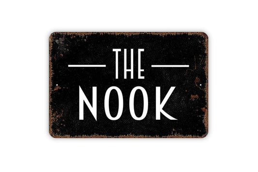 The Nook Sign Metal or Vinyl Sticker | Rustic Farmhouse Wall Decor | Cozy Corner Sign | Reading Nook Sign | Country Home Sticker