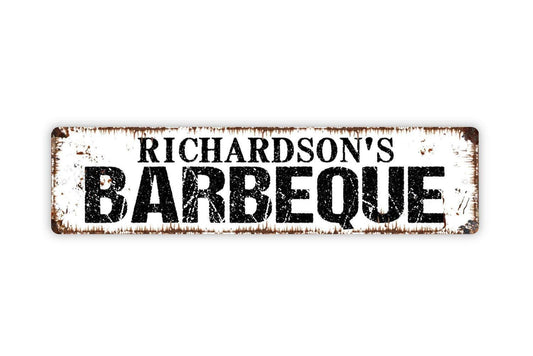 Personalized Barbeque Sign, Custom Metal Sign, Vinyl Sticker Or  Street Sign or Door Name Plate Plaque