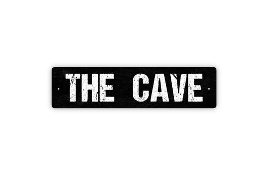 The Cave Sign | Rustic Man Cave Wall Sign | Custom Metal Sign or Vinyl Sticker | Cabin Lodge Decor | Farmhouse Country Wall Art