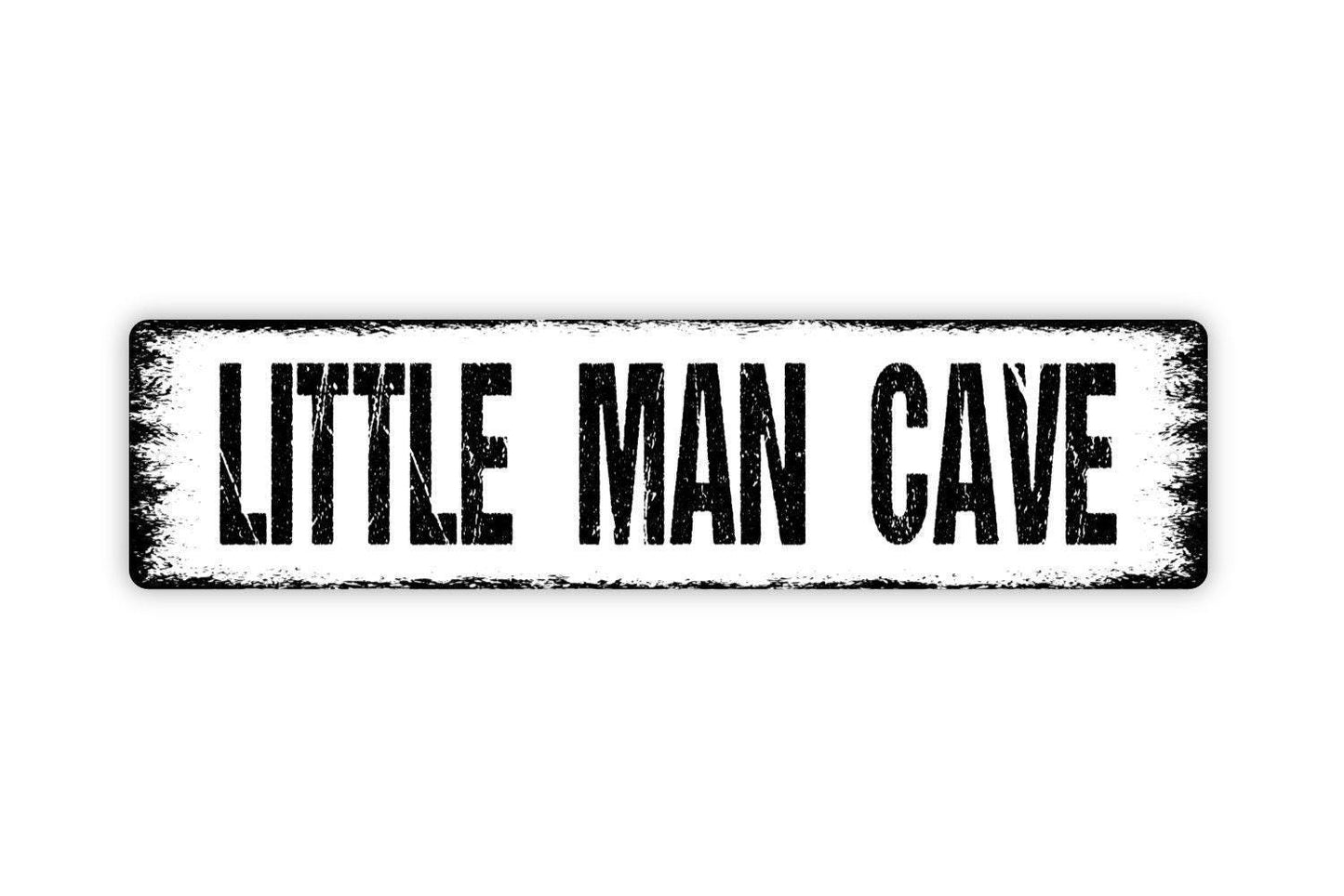 Little Man Cave Sign - Caution Kids Playing Toy Room Clubhouse Boy's Room Vinyl Sticker Or  Street Metal Sign or Door Name Plate Plaque