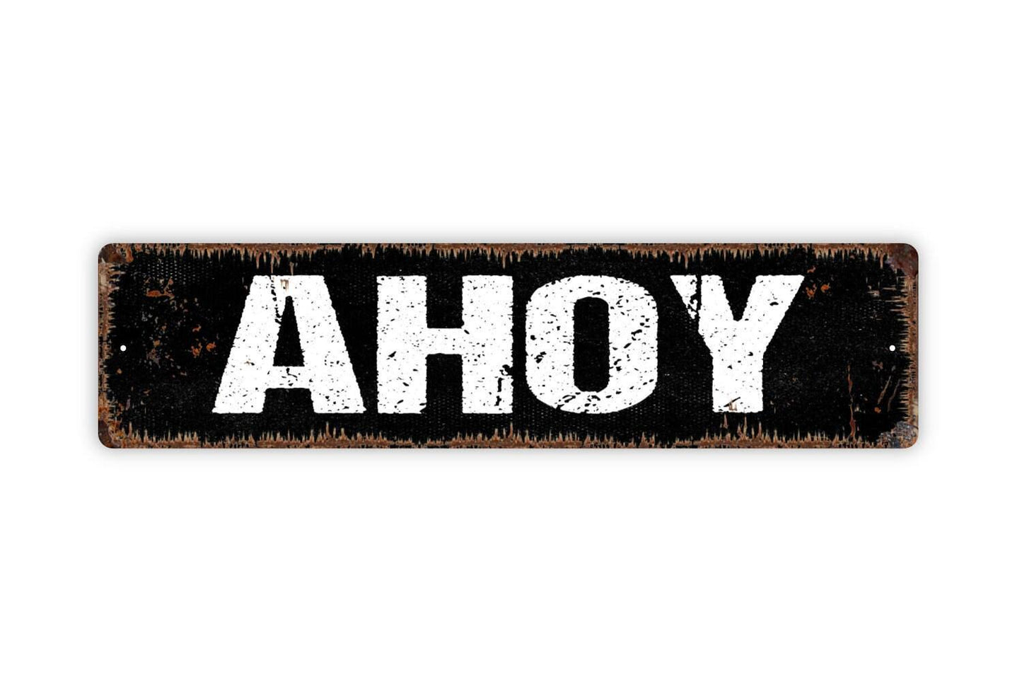 Ahoy Sign - Nautical Pirate Vinyl Sticker Or  Metal Street Sign or Door Name Plate Plaque
