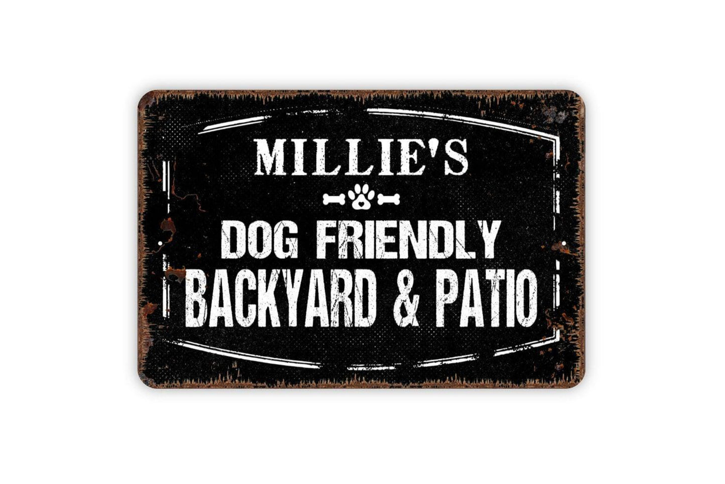 Personalized Dog Friendly Backyard and Patio Sign | Custom Outdoor Wall Décor for Pet Owners | Metal Dog Sign or Vinyl Sticker Gift