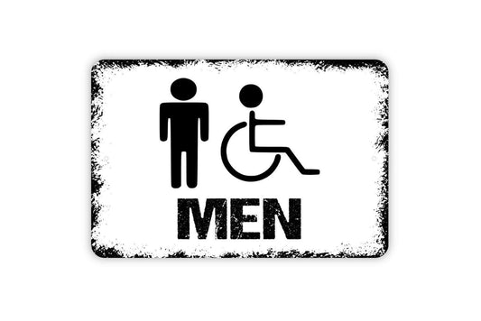 Men Bathroom Sign - Restroom Metal Wall Art - Indoor or Outdoor