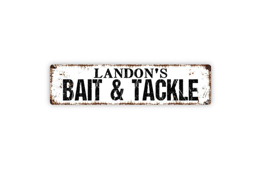 Personalized Bait and Tackle Sign | Custom Fishing Sign | Lake House Cabin Decor | Fisherman Gift Wall Art | Rustic Bait Shop Metal Sign