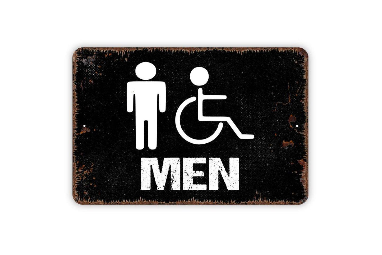 Men Bathroom Sign - Restroom Metal Wall Art - Indoor or Outdoor