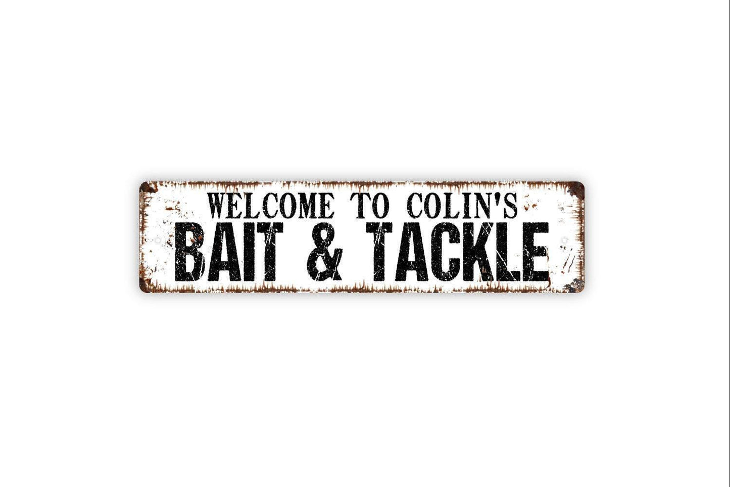 Personalized Bait and Tackle Sign | Custom Fishing Sign | Lake House Cabin Decor | Fisherman Gift Wall Art | Rustic Bait Shop Metal Sign