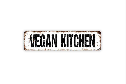 Vegan Kitchen Sign - No Meat No Dairy Kitchen Cafe Pantry Vinyl Sticker Or  Street Metal Sign or Door Name Plate Plaque