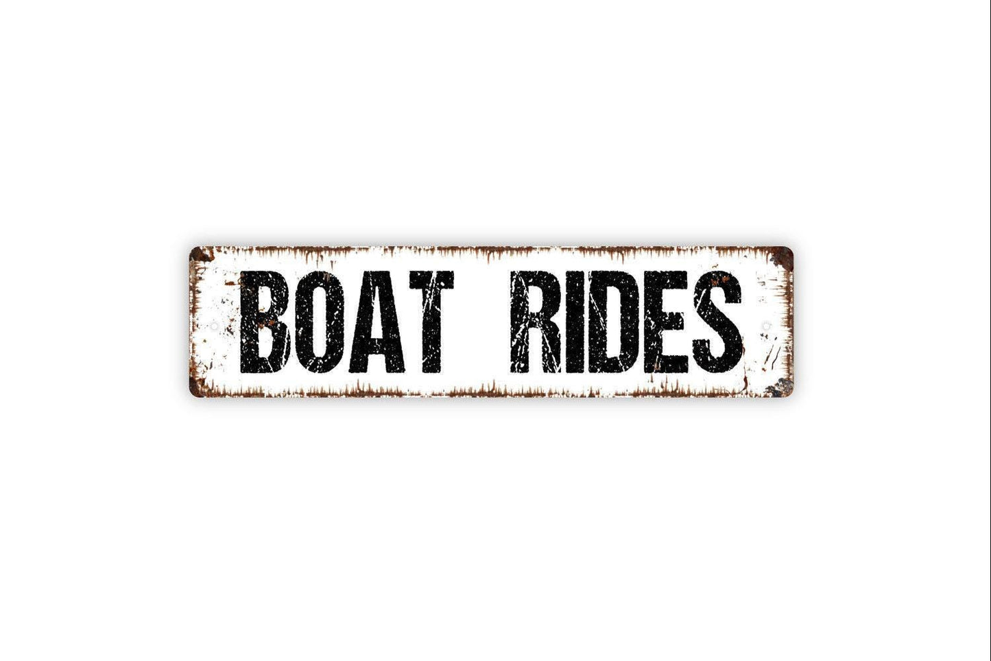 Boat Rides Sign - Boat Ship Cruise Captain Dock Lake River Sea Ocean Vinyl Sticker Or  Street Metal Sign or Door Name Plate Plaque