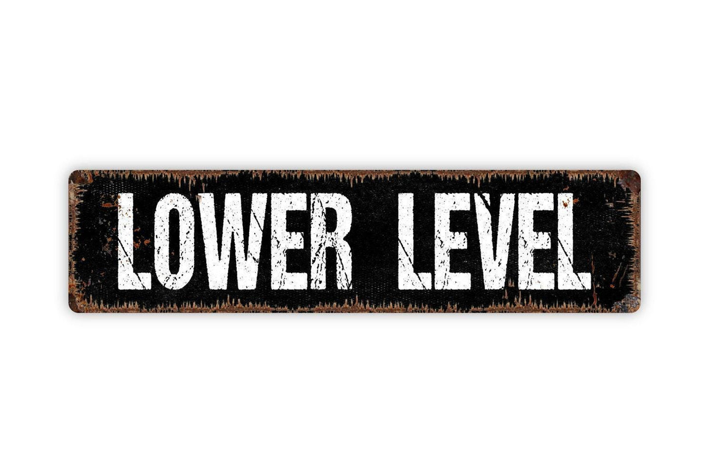 Lower Level Sign | Directional Wall Sign | Metal Sign or Vinyl Sticker for Basement, Office, Building, School, or Business