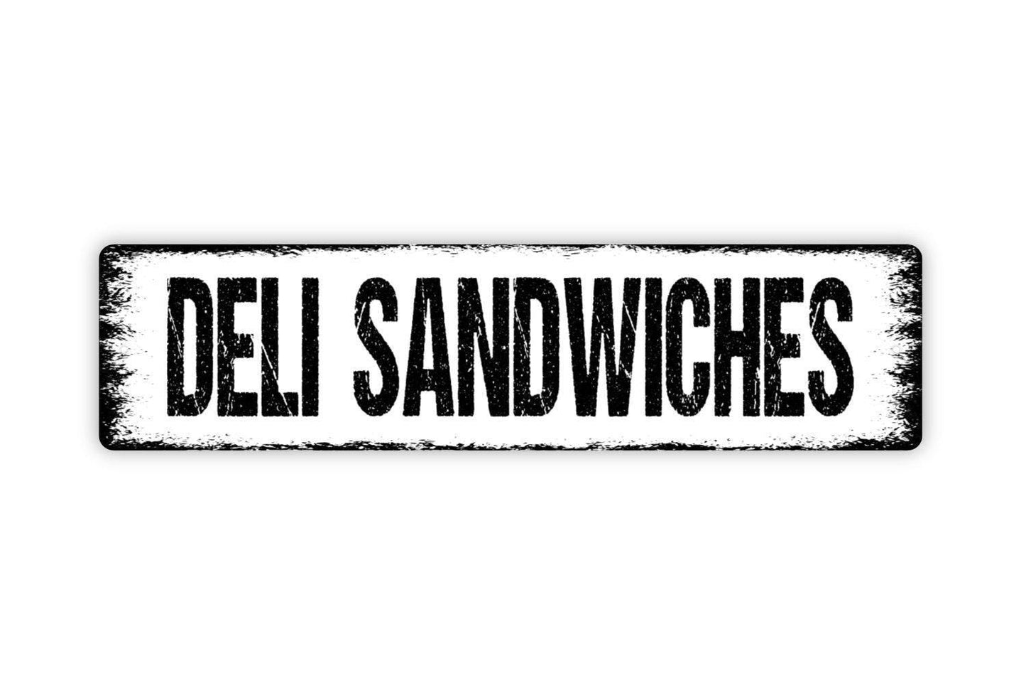 Deli Sandwiches Sign | Rustic Restaurant or Kitchen Wall Sign for Café, Diner, or Food Truck | Metal Sign or Vinyl Sticker | Sub Sandwich