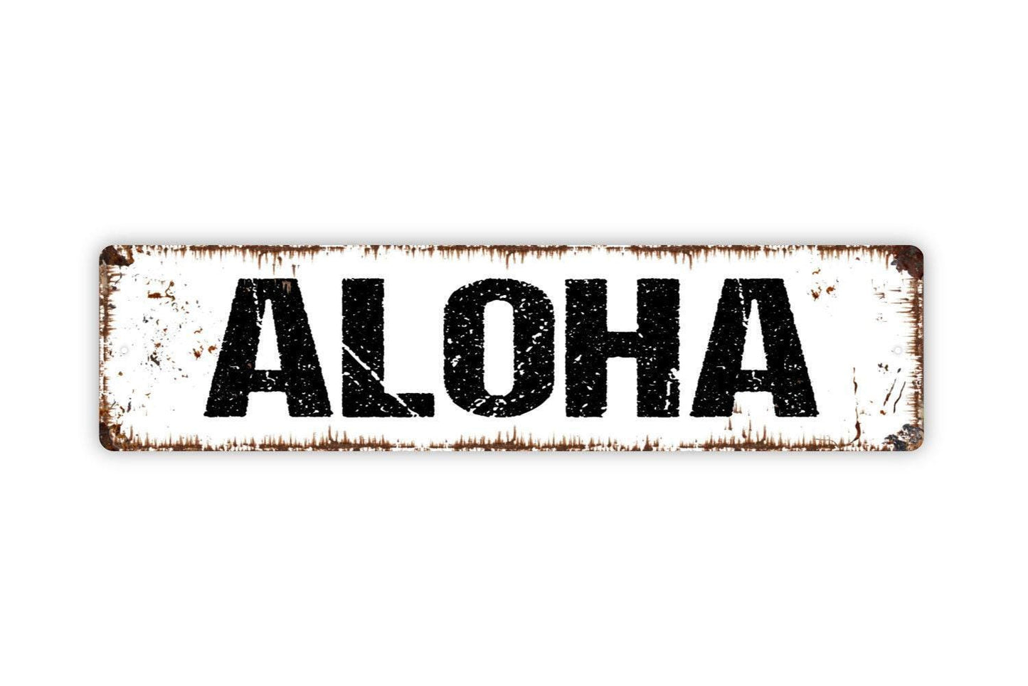 Aloha Sign | Hawaiian Welcome Sign | Rustic Tropical Wall Decor | Custom Metal Sign or Vinyl Sticker | Beach House or Luau Party Art