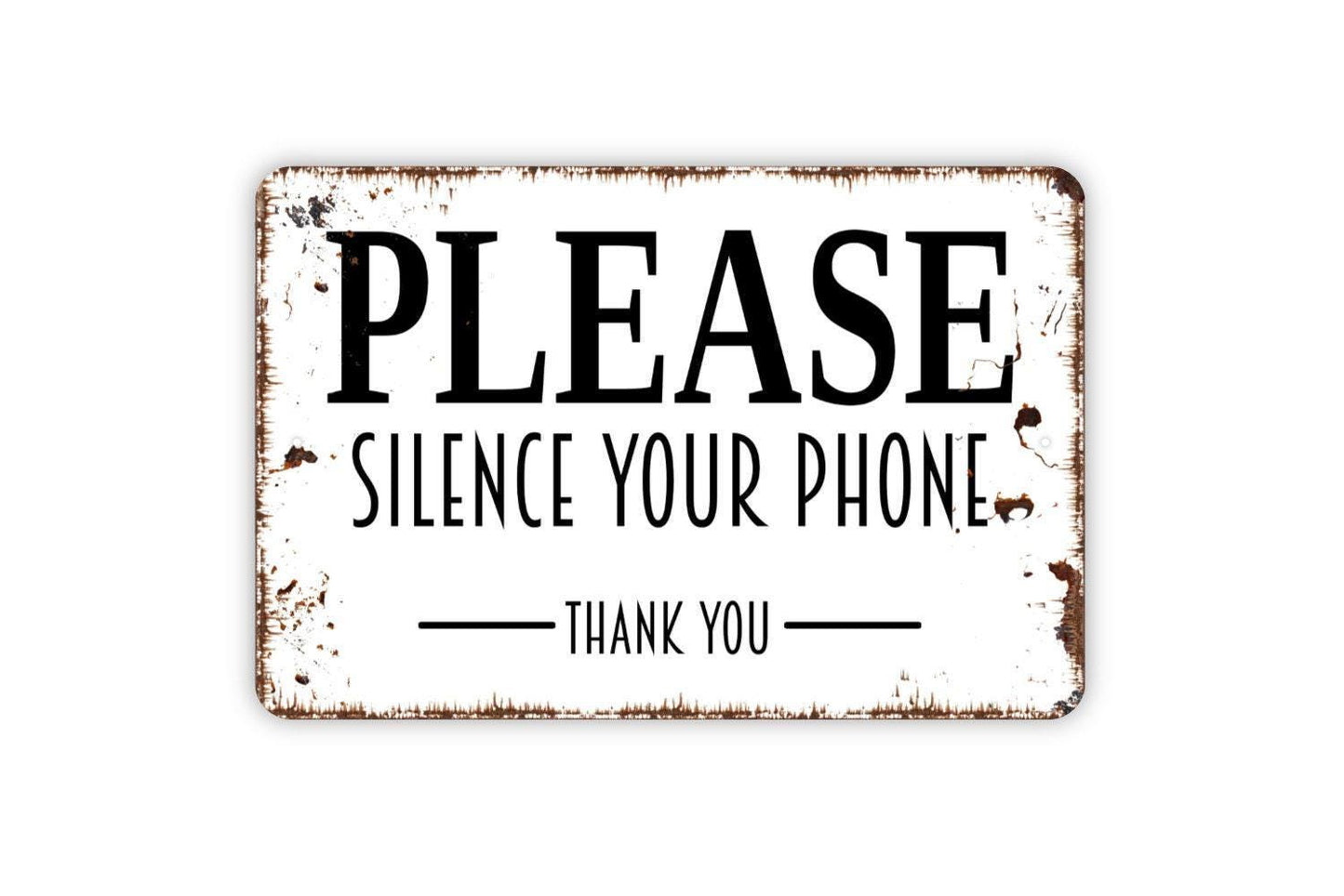 Please Silence Your Phone Sign – Rustic Farmhouse Wall Decor – Meeting Classroom Church Event Notice – Metal Sign or Sticker