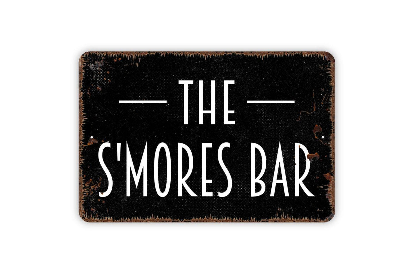 The S’mores Bar Sign | Rustic Campfire Dessert Party Decor | Metal Sign or Vinyl Sticker for Cabin Backyard Patio Wedding