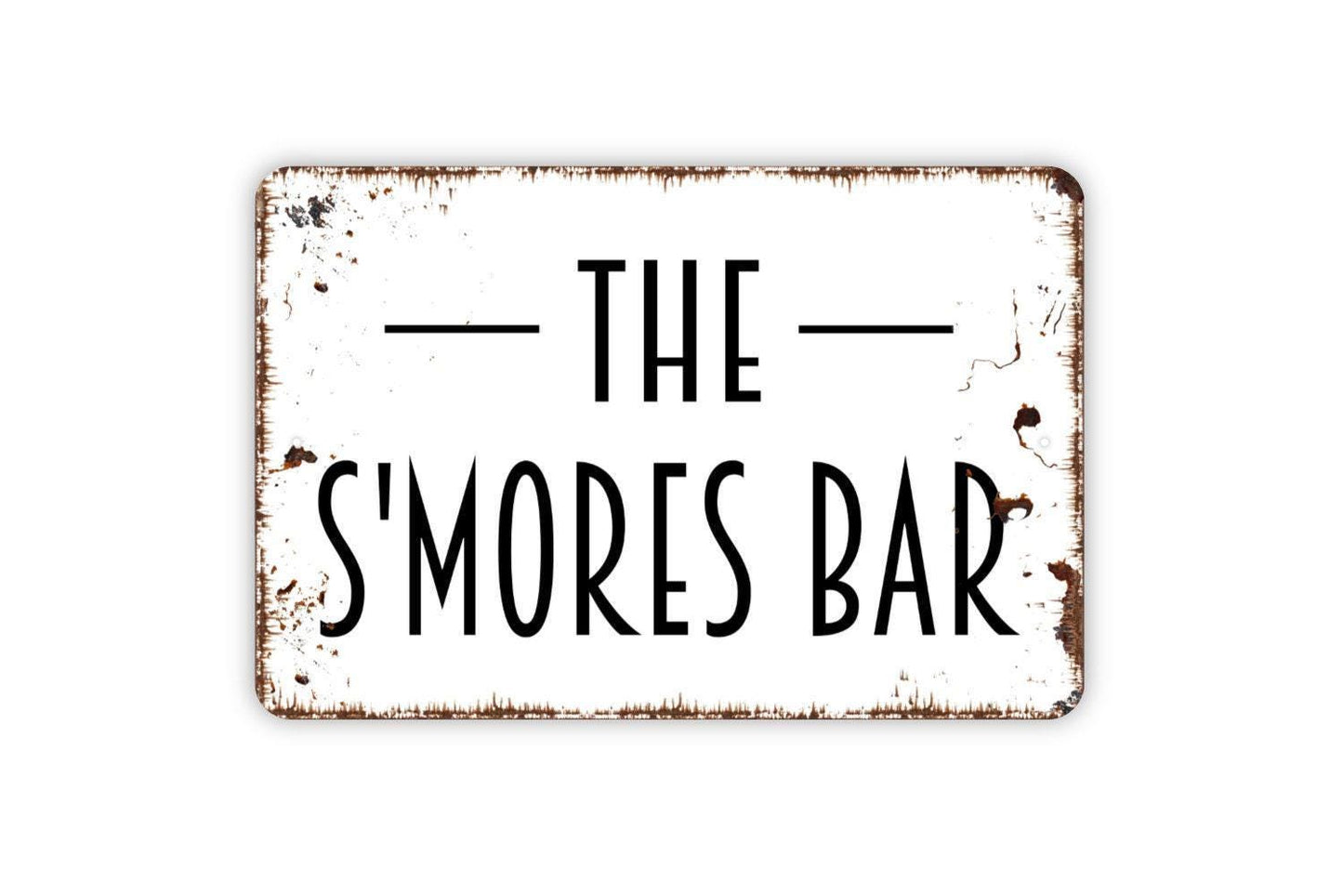 The S’mores Bar Sign | Rustic Campfire Dessert Party Decor | Metal Sign or Vinyl Sticker for Cabin Backyard Patio Wedding