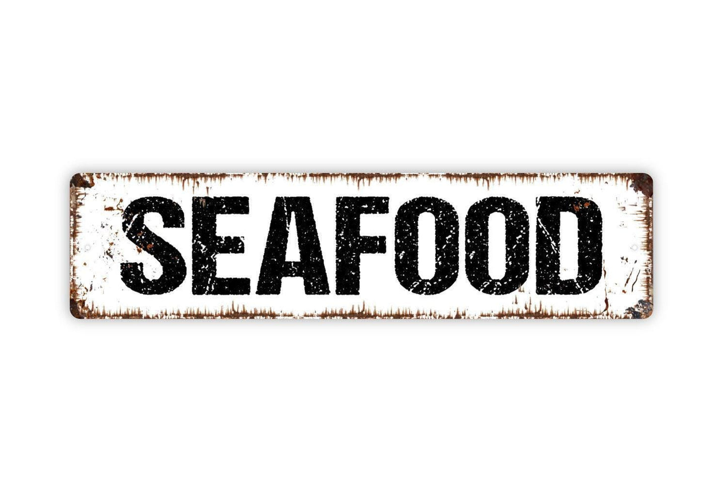 Seafood Sign - Fresh Fish Shrimp Lobster Crab Oysters Kitchen Cafe Vinyl Sticker Or  Street Metal Sign or Door Name Plate Plaque